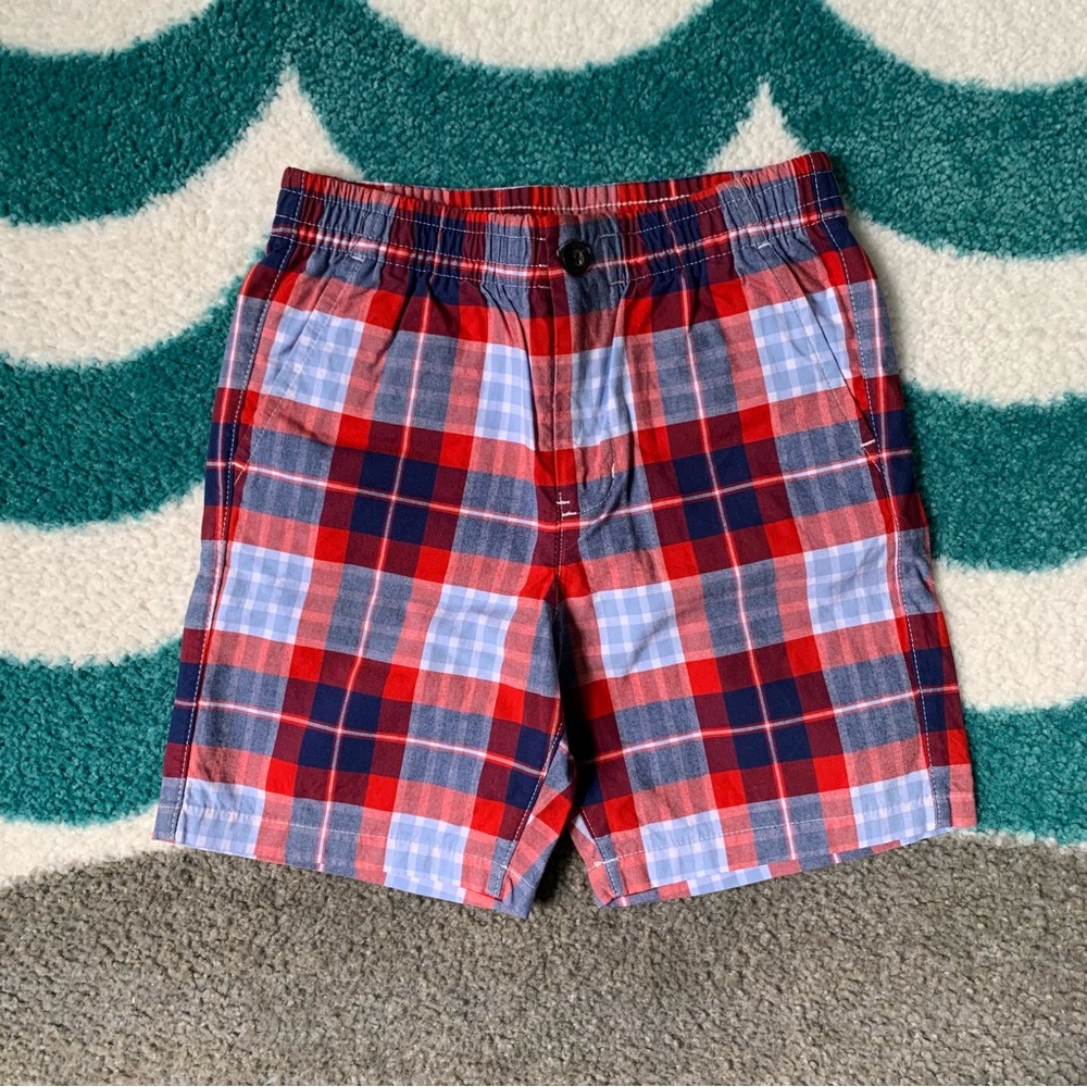 NWT - Janie and Jack Plaid Poplin Shorts (Red/Blue) Size 6